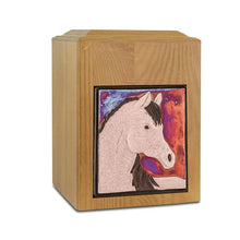 Load image into Gallery viewer, Large/Adult 289 Cubic Inch Raku Wood Horse  Funeral Cremation Urn for Ashes