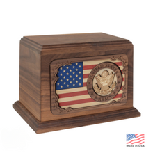 Load image into Gallery viewer, Large/Adult 210 Cubic Inches 3D Art Army Wooden Funeral Cremation Urn for Ashes