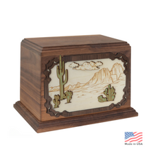 Load image into Gallery viewer, Large/Adult 210 Cubic Inches 3D Art Desert Wooden Funeral Cremation Urn for Ashes