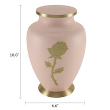 Load image into Gallery viewer, Adult 200 Cubic Inch Brass Pink Funeral Cremation Urn for Ashes