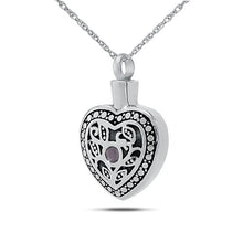Load image into Gallery viewer, Celestial Heart February w/ Amethyst Stainless Pendant/Necklace Funeral Cremation Urn