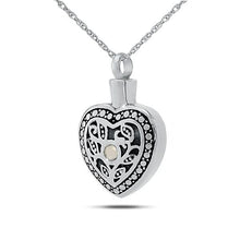 Load image into Gallery viewer, Celestial Heart April w/ Clear Zirconia Stainless Pendant/Necklace Funeral Cremation Urn