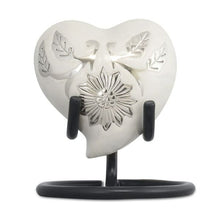 Load image into Gallery viewer, Small/Keepsake Loving White Heart Brass Funeral Cremation Urn for Ashes