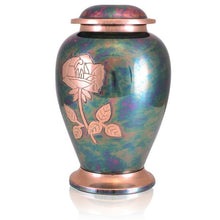 Load image into Gallery viewer, Large/Adult 220 Cubic Inch Gleaming Rose Brass Funeral Cremation Urn for Ashes