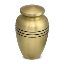 Load image into Gallery viewer, Large/Adult 228 Cubic Inches Classic Gold Brass Funeral Cremation Urn for Ashes