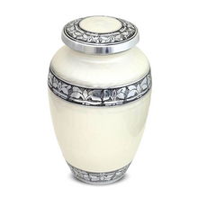 Load image into Gallery viewer, Large/Adult 200 Cubic Inch Shimmering Ivory Aluminum Funeral Cremation Urn for Ashes