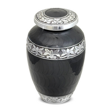 Load image into Gallery viewer, Large/Adult 200 Cubic Inch Shimmering Charcoal Aluminum Funeral Cremation Urn for Ashes