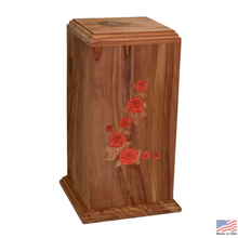 Load image into Gallery viewer, Large/Adult 220 Cubic Inches Blossom Embrace Cedar Wood Funeral Cremation Urn for Ashes