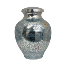 Load image into Gallery viewer, Small/Keepsake 75 Cubic Inch Blue Celestial Butterflies Child Cremation Urn