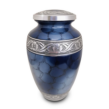Load image into Gallery viewer, Large/Adult 220 Cubic Inch Clara Blue Aluminum Funeral Cremation Urn for Ashes