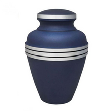 Load image into Gallery viewer, Large/Adult 200 Cubic Inch Dover Blue Brass Funeral Cremation Urn for Ashes