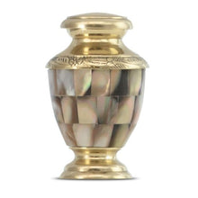 Load image into Gallery viewer, Small/Keepsake Rose Mother of Pearl Brass Funeral Cremation Urn for Ashes
