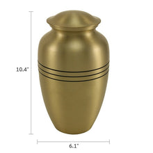 Load image into Gallery viewer, New, Solid Brass Classic Bronze Large Funeral Cremation Urn, 195 Cubic Inches
