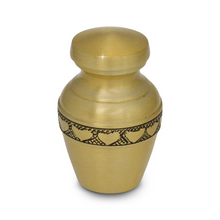 Load image into Gallery viewer, Small/Keepsake 4 Cubic Inch Hearts Ring Brass Cremation Urn for Ashes