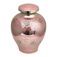 Load image into Gallery viewer, Large/Adult 228 Cubic Ins Pink Butterflies Brass Funeral Cremation Urn for Ashes