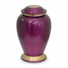Load image into Gallery viewer, Large/Adult 228 Cubic Inches Gleaming Purple Brass Cremation Urn for Ashes