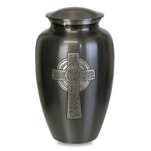 Load image into Gallery viewer, Large/Adult 228 Cubic Inches Celtic Cross Brass Funeral Cremation Urn for Ashes