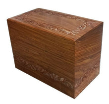 Load image into Gallery viewer, XLarge/Companion 562.5 Cubic Inches Duncan Brass Wood Funeral Cremation Urn for Ashes