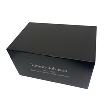 Load image into Gallery viewer, Large/Adult 210 Cubic Inches Nelson Black Metal Funeral Cremation Urn for Ashes