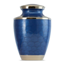 Load image into Gallery viewer, Large/Adult 220 Cubic Inch Blue Plain Adult Brass Funeral Cremation Urn for Ashes