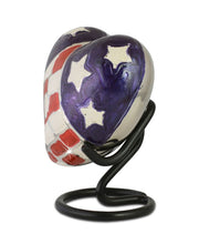 Load image into Gallery viewer, Small/Keepsake Heart With Flag Metal Funeral Cremation Urn for Ashes