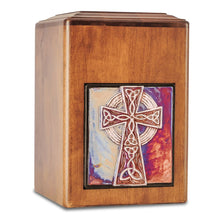 Load image into Gallery viewer, Large/Adult 289 Cubic Inch Raku Wood Cross  Funeral Cremation Urn for Ashes
