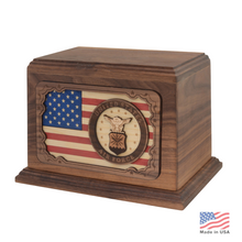 Load image into Gallery viewer, Large/Adult 210 Cubic Inches 3D Art Air Force Wooden Cremation Urn for Ashes