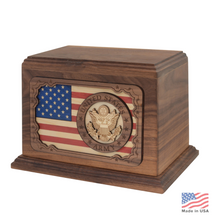 Load image into Gallery viewer, Large/Adult 210 Cubic Inches 3D Art Army Wooden Funeral Cremation Urn for Ashes
