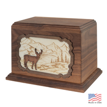 Load image into Gallery viewer, Large/Adult 210 Cubic Inches 3D Art Deer Wood Funeral Cremation Urn for Ashes