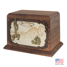 Load image into Gallery viewer, Large/Adult 210 Cubic Inches 3D Art Desert Wooden Funeral Cremation Urn for Ashes