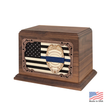 Load image into Gallery viewer, Large/Adult 210 Cubic Inches 3D Art Fallen Officer Wooden Funeral Cremation Urn for Ashes