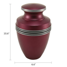 Load image into Gallery viewer, Large/Adult 200 Cubic Inch Magenta Aluminum Grecian Funeral Cremation Urn