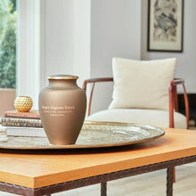Load image into Gallery viewer, Adult 200 Cubic Inch Brass Brown Funeral Cremation Urn for Ashes