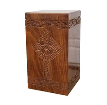 Load image into Gallery viewer, Large/Adult 220 Cubic Inch Windsor Cross Wood Funeral Cremation Urn for Ashes