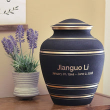 Load image into Gallery viewer, Black Brass Elite Onyx Adult 200 Cubic Inch Funeral Cremation Urn for Ashes