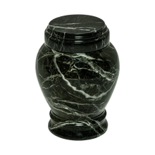 Load image into Gallery viewer, Small/Keepsake 15 Cubic Inch Green Zebra Embrace Funeral Cremation Urn for Ashes