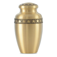Load image into Gallery viewer, Large/Adult 220 Cubic Inches Gold Star's Ring Brass Cremation Urn for Ashes