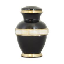 Load image into Gallery viewer, Small/Keepsake Black Mother of Pearl Brass Funeral Cremation Urn for Ashes