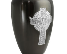 Load image into Gallery viewer, Large/Adult 228 Cubic Inches Celtic Cross Brass Funeral Cremation Urn for Ashes