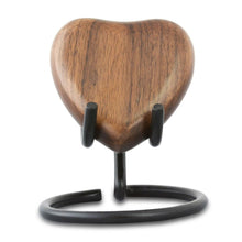 Load image into Gallery viewer, Small/Keepsake Dark Wood Heart Brass Funeral Cremation Urn for Ashes