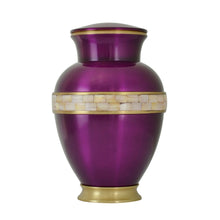 Load image into Gallery viewer, Large/Adult 220 Cubic Ins Purple Mother of Pearl Brass Cremation Urn for Ashes