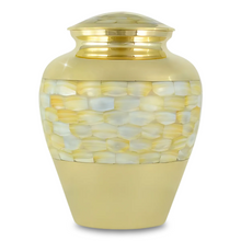 Load image into Gallery viewer, Large/Adult 230 Cubic Inches Mother of Pearl Brass Cremation Urn for Ashes