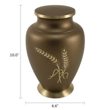 Load image into Gallery viewer, Adult 200 Cubic Inch Brass Brown Funeral Cremation Urn for Ashes
