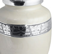 Load image into Gallery viewer, Large/Adult 200 Cubic Inch Shimmering Ivory Aluminum Funeral Cremation Urn for Ashes