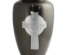 Load image into Gallery viewer, Large/Adult 228 Cubic Inches Celtic Cross Brass Funeral Cremation Urn for Ashes
