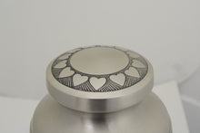 Load image into Gallery viewer, Large/Adult 228 Cubic Inches Pewter Ring of Hearts Brass Cremation Urn for Ashes