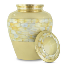 Load image into Gallery viewer, Large/Adult 230 Cubic Inches Mother of Pearl Brass Cremation Urn for Ashes
