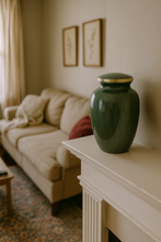 Load image into Gallery viewer, Large/Adult 228 Cubic Inch Timeless Forest Brass Funeral Cremation Urn for Ashes