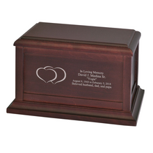 Load image into Gallery viewer, Large/Adult 200 Cubic Inches Twin Heart Wood Funeral Cremation Urn for Ashes