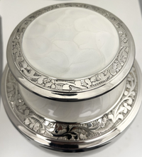Load image into Gallery viewer, Large/Adult 220 Cubic Inch White Floral Brass Funeral Cremation Urn for Ashes